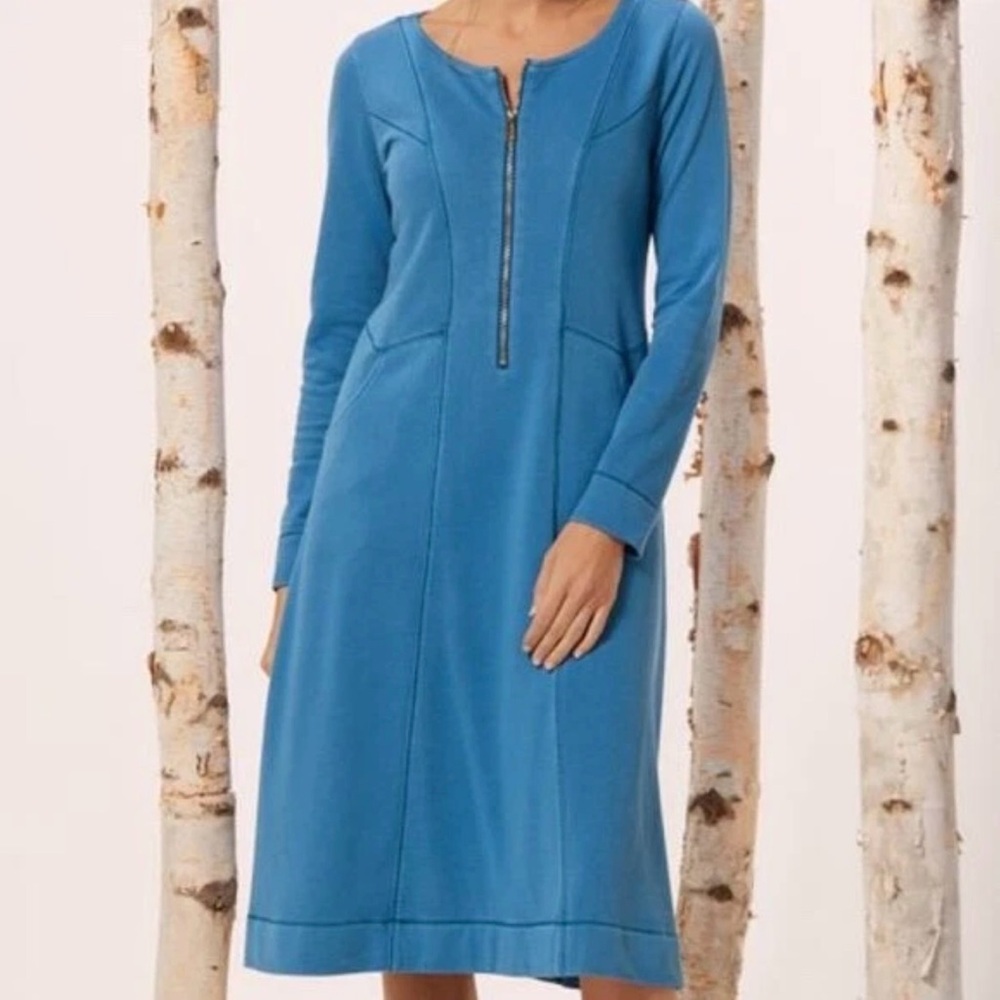 ✨ Soft Surroundings Blue Knit Front Dress Women’s‎ XL Long Sleeve Dress